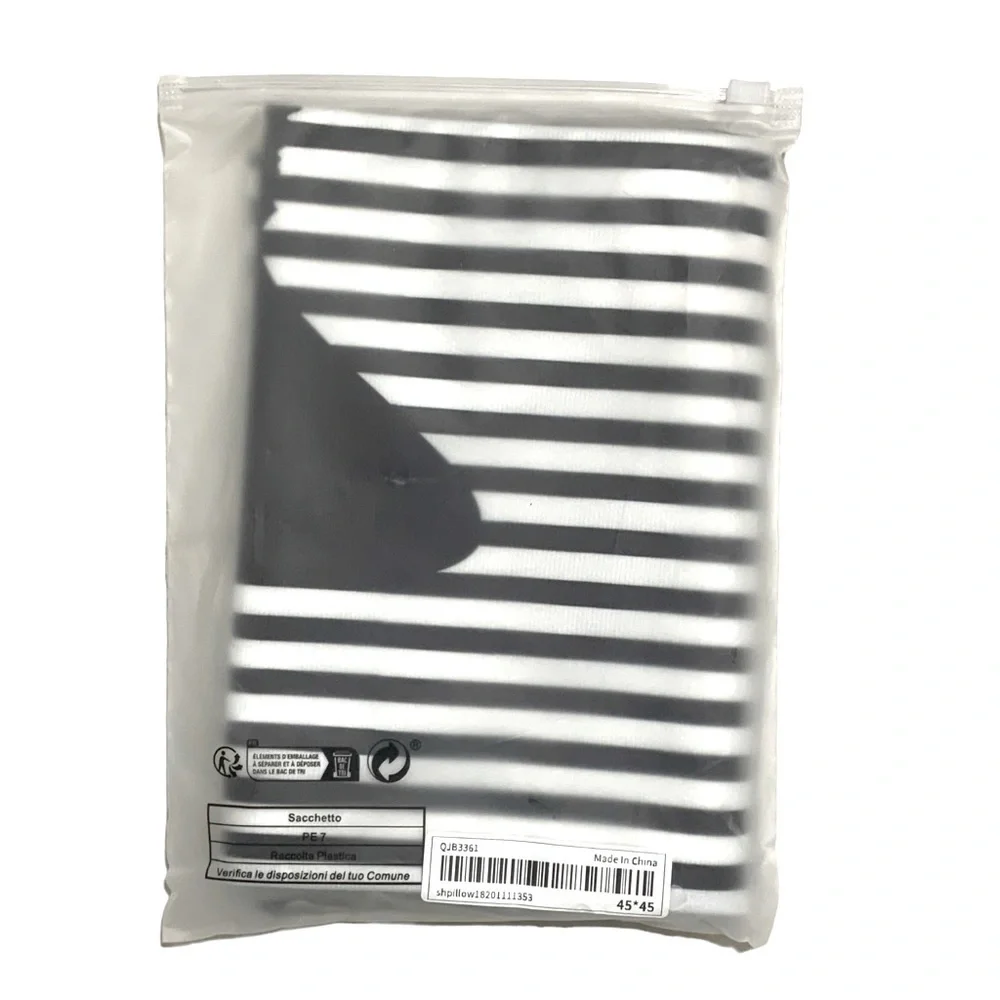 Cat Theme Pillow Cover Zippered Decorative Square Black White 17.7 in X 17.7 in